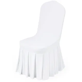 VEVOR Stuhlhussen Stuhlbezug mit Flacher Vorderseite 30 STK. waschbarer Stuhlüberzug aus Polyester-Spandex für Hochzeitsfeiern Esszimmerbankette, passend für Stühle (51 x 45 x 95 cm) Weiß