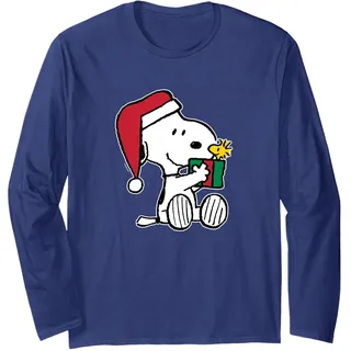Peanuts - Snoopy Woodstock Weihnachten Langarmshirt, Unisex für Erwachsene, Marineblau, M
