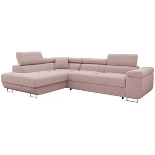 Mirjan24 Eckcouch Cord mit Bettkasten 2-Sitzer Rosa