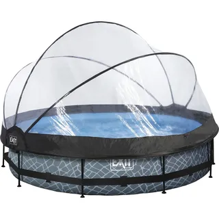 EXIT TOYS EXIT Stone Pool Grau 360 x 76 cm inkl. Filterpumpe und Abdeckplane