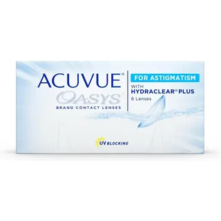 ACUVUE OASYS for Astigmatism Kontaktlinsen – 2-Wochen-Linsen für Tag und Nacht mit -3,25 dpt, Cyl -1,25, Ach 70 und BC 8.6 – UV Schutz, Austrocknungsschutz und Komfortables Tragegefühl – 6 Linsen