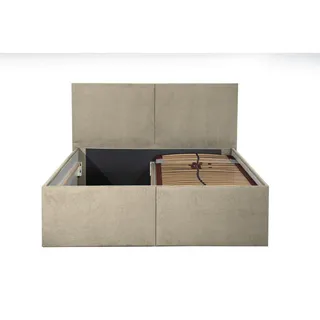 Halmon Schlafkomfort Betten Polsterbett Milano Beige 100 x 200 cm Stauraum unter der Liegefläche ohne hydraulische Funktion Ohne Matratze und Lattenrost - Beige