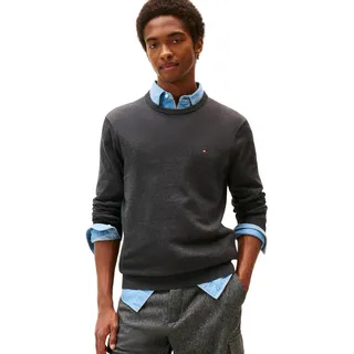 Tommy Hilfiger Essential Cotton mit Rundhalsausschnitt, Grau (Dark Grey Heather), S
