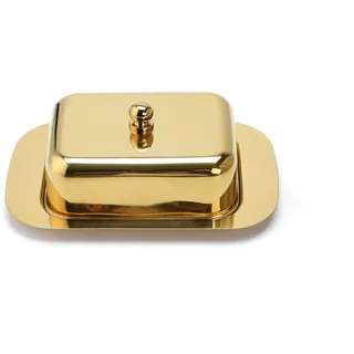 Echtwerk Butterdose aus Edelstahl, hochwertige Butterschale, Butterbox mit Deckel, Butterglocke für Frühstück und Küche, 250 gr Butter Aufbewahrung, Gold-Edition, 18,5x12,2x7,0 cm
