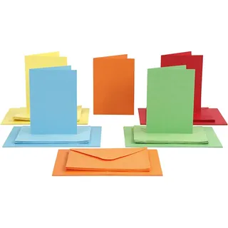 Karten & Umschläge, Kartengröße 10,5 x 15 cm, Umschlaggröße 11,5 x 16,5 cm, sortiert Farben, 50 Sets