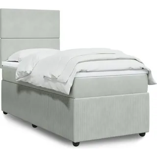 vidaXL Boxspringbett mit Matratze Hellgrau 180x200 cm Samt