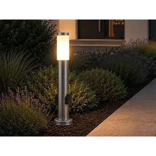 Pollerleuchte aus Edelstahl mit 2 Steckdosen, Höhe 60cm, Gartenleuchte mit Strom