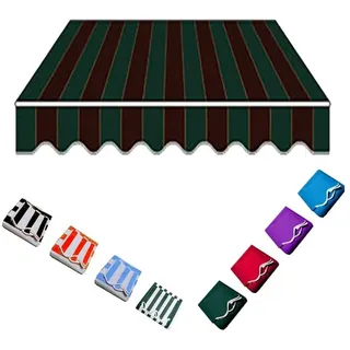 YHDMDQ 2m 3m 4m 5m 6m 7m Markisenbespannung Markisenstoff, Ersatzstoff Überdachung Für Klemmmarkise wasserdichte, Markisentuch Markise Canvas for Terrasse Balkon Hof(Green Stripe,3.5x3m/12x10ft)