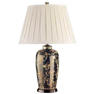 Elstead Lighting Tischleuchte , Schwarz, Goldfarben , Textil, Keramik , 46 cm , getrennt schaltbar , Lampen & Leuchten, Innenbeleuchtung, Tischlampen, Tischlampen
