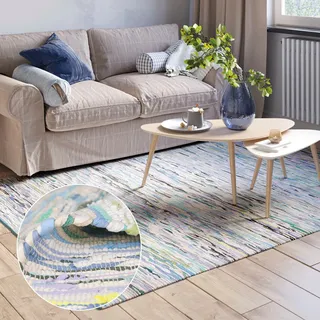 Myflair Ameer Handwebteppich 60 x 110 cm Blau/Grün