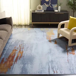 Safavieh Abstrakt Teppich für Rug Ideal für stark frequentierte Bereiche - Maschinenwaschbar und rutschfest - Tacoma Collection, Kurzer Flor, in Grau und Rot, 244 X 305 cm