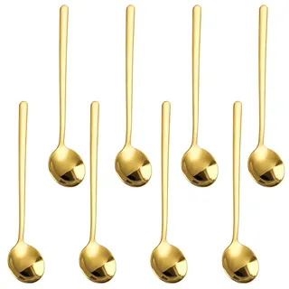 GUO-YING 8 Stück Espressolöffel aus Edelstahl, Kleine Löffel für Espresso, Spülmaschinengeeignet (Gold)