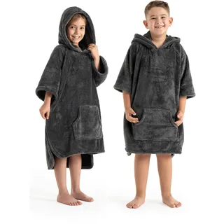 my home Badeponcho »Lillou, für Kinder, ideal für Urlaub oder im Schwimmbad« 1 Stk. weich und kuschelig, Fleece, plüsch, Surfponcho, grau