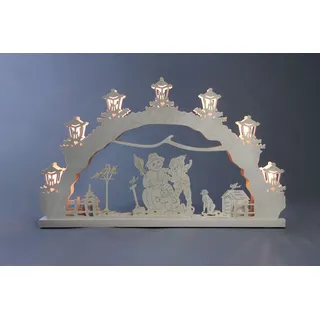 Schwibbogen Kinder bauen Schneemann Länge ca 52cm NEU Motivleuchte Lichterbogen