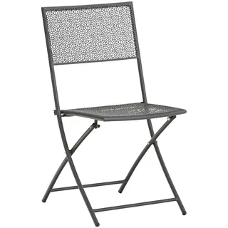 Ambia Garden Gartenklappstuhl , Anthrazit , Metall , Rundrohr, X-Form , 45x50x85 cm , klappbar , Gartenmöbel, Gartensessel, Gartenklappstühle