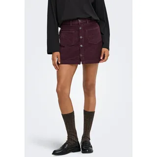 Cordrock ONLY "ONLAMAZING HW CORD SKIRT", Damen, Gr. M (38), lila (fudge), Cord, Obermaterial: 98% Baumwolle, 2% Elasthan, unifarben, mini, Röcke Cordrock, Baumwollmischung