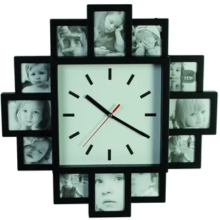Out of the blue 79/3015 Kunststoff-Wanduhr mit 12 Bilderrahmen