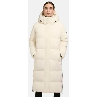 khujo Damen Wintermantel warmer Steppmantel lang mit (abnehmbarer) Kapuze Rachel Matt-YM Cotton White Gr. L - L