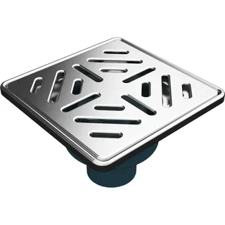 Mert Bodenablauf "stripes", senkrechter Ablauf, mit Edelstahlrost und Rahmen, 15x15cm - Silber, Schwarz