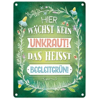 Hier wächste kein Unkraut Metallschild Gärtner Garten Blumen Pflanzen Natur Grün