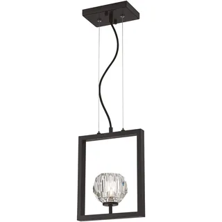 63674 Einflammige Pendelleuchte Zoa von Westinghouse Lighting für Innenbereiche, Ausführung in matt gebürstetem GUN Metall mit Kristallglas