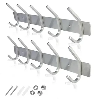 Kleiderhaken wand - Garderobenleiste Edelstahl (2 Stuck), Garderobenhaken Schwere, Garderobe Wandhaken, Wandgarderobe, Hakenleiste