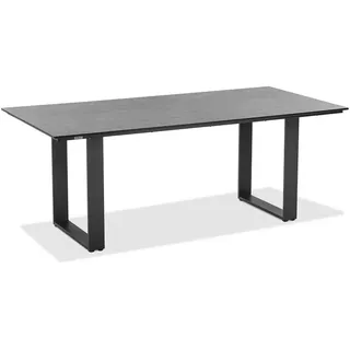 Niehoff Garden Gartentisch , Anthrazit, Grau , Kunststoff , Betonoptik , rechteckig , Kufe , 95x76x200 cm , wetterbeständig , Gartenmöbel, Gartentische, Gartentische