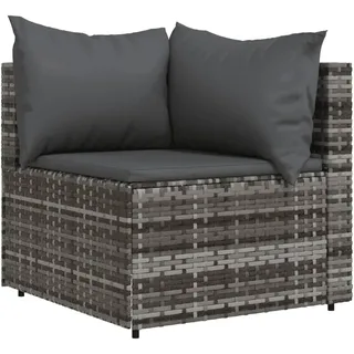 vidaXL Garten-Ecksofa mit Kissen Grau Poly Rattan - Grau