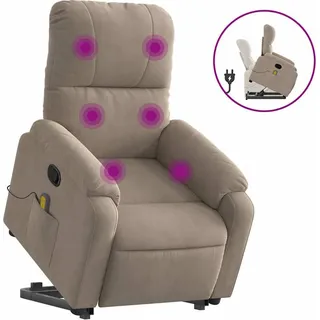 vidaXL Massagesessel mit Aufstehhilfe Taupe Mikrofasergewebe - Taupe