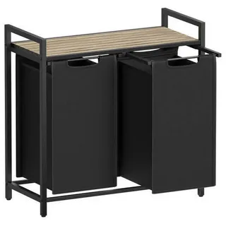Boxxx Wäschekorb , Schwarz, Eichefarben , Metall, Textil, Holzwerkstoff , 92 l , rechteckig , 73x72x33 cm , Tragegriffe , Haushalt & Reinigung, Wäschepflege, Wäschekörbe & Wäschetonnen