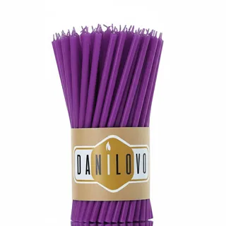 Danilovo Reine Bienenwachskerzen – tropffrei, rauchfrei, hohe, dünne Spitzkerzen – dekorative Kerzen für Kirchgebet, Deko oder Geburtstagskerzen – Honigduft Kerzen – 16,5 x 0,57 cm (Lila, 50 Stück)