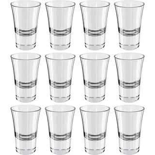 Wellgro 3,4cl Schnapsgläser - 4,5 x 7 cm (ØxH) - Glas klar - Shotgläser - standfest - Made in Italy, Stückzahl:12 Stück