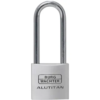 Burg Wächter Vorhängeschloss mit Schlüssel, 5,7 mm Bügelstärke, massives Aluminiumschloss, Innenwerk rostfrei, Gehärtet, Alutitan 770 HB 30 45 SB