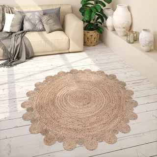 Paco Home Teppich »Viborg 592« rund 13 mm Höhe handgefertigter Natur-Teppich, Jute, Boho, Ethno