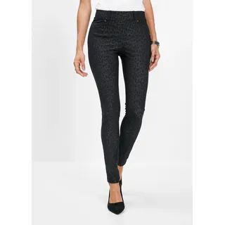 Jeansjeggings BONPRIX "Jeggings mit Leo-Druck", Damen, Gr. 48/50 (XL), N-Gr, grau (grau, schwarz leo bedruckt), Obermaterial: 70% Baumwolle, 25% Polyester, 5% Elasthan, skinny fit, Jeans Jeansjeggings, Skinny Fit, aus Baumwolle, Polyester und Elasthan, mit Leo-Druck