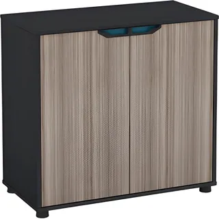 Sideboard Regal Schrank Holzoptik Braun Schwarz Modern Türen Fächer Blau Büro - Schwarz