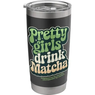"Pretty Girls Drink Matcha", Retro 60er 70er Grüner Tea Doppelwandiger Edelstahl-Thermobecher