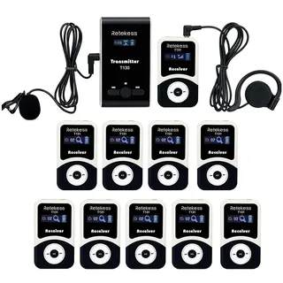 Retekess T130-T131 Kabelloses Tour Guide System, Tragbar Audio Tour Guide System, 99 Kanäle, PLL-Technologie, Tour Guide Mikrofon, 12H, Übersetzer Dolmetschausrüstung für Werksführungen, Reisen
