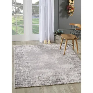 Sanat Teppich SANAT "Harmony 3210, auch als Läufer" Gr. 3, grau (hellgrau), B:120cm H:12mm L:160cm, Kunstfaser, Teppiche, Teppich, Wohnzimmer, Kurzflor, modern, Bordüre, Schlafzimmer