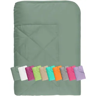 npluseins Sommerdecke 135x200 cm - dünne und leichte Bettdecke für den Sommer – Kühl schlafen – ideal für Camping Outdoor Garten und Gäste - 1180.1542, ca. 135 x 200 cm, Salbei