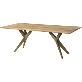 MASSIVMOEBEL24.DE Esstisch Mango 200x100x76 natur lackiert / Epoxid schwarz, Sterngestell silber matt EPOXY - Schwarz, Silber