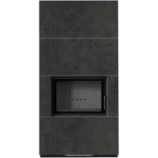 Kaminbausatz KRATKI FLOKI BOX 8 kW Ø 160 Quarzsinter FOKOS GRAFITE schwarz Verkleidung - Schwarz