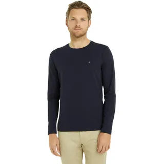Tommy Hilfiger Herren Langarmshirt Stretch Slim Fit Baumwolle, blau (Desert Sky), XXL