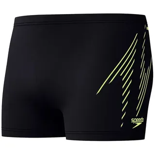 Speedo Hyperboom Placement Badehose Boxer - Black / Hyper Yellow - UK 38