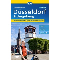 Radwanderkarte BVA Düsseldorf & Umgebung, mit Knotenpunkten der RadRegionRheinla