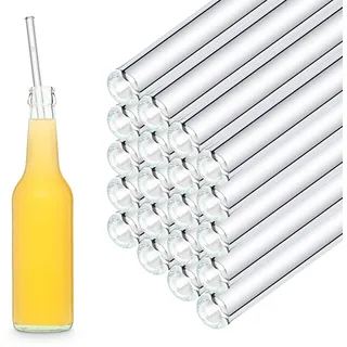 HALM Glas Strohhalme Wiederverwendbar Trinkhalm - 50 Stück gerade 30 cm - für Gastronomie, Restaurant, Bar, Cafe, Hotel - Spülmaschinenfest - Glastrinkhalme Glasstrohalme für Long-Drinks, Smoothies