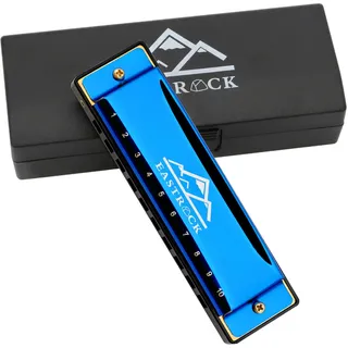 EASTROCK C-Dur Harmonika mit Box 10-Loch Harmonika für Anfänger Blau | Harmonika für Erwachsene und Anfänger, Musikgeschenk, Harmonika Mit Aufbewahrungstasche
