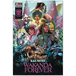 Grupo Erik Poster Marvel Black Panther Wakanda Forever Comic Kunstdruck - Deko Wohnzimmer oder Deko Schlafzimmer - Deko Zimmer - Größe 61 x 91 - Offizielle Black Panther Fanartikel