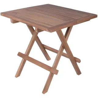 Gardenson Gartenbeistelltisch , Braun , Holz , Teakholz , Hartholz , quadratisch , eckig, X-Form , 50x50x50 cm , gastro- und objekttauglich, klappbar, wetterfest, UV-beständig, einfacher Aufbau , Gartenmöbel, Gartentische, Garten-Beistelltische