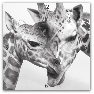 Queence Wanduhr »Giraffen« eckig, Acrylglas, Tiermotiv, Giraffen, grau